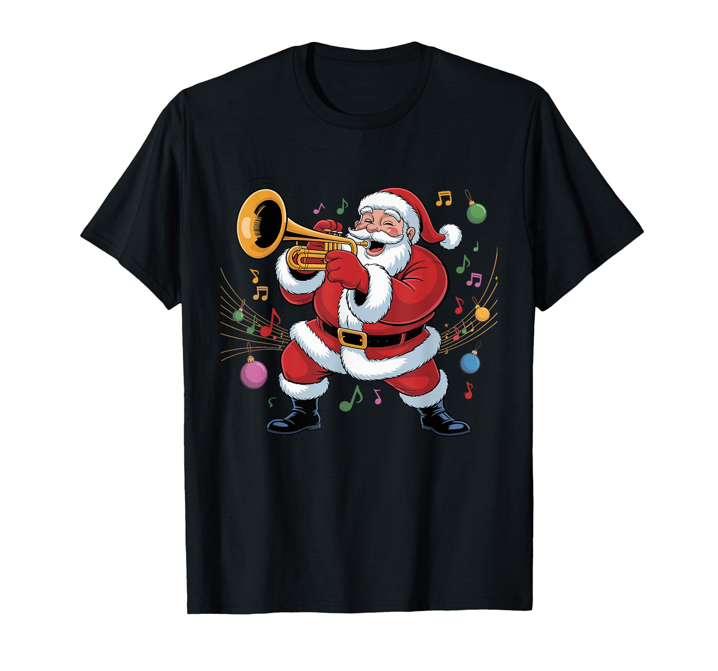 Santa Playing Trumpet Funny Holiday Chrismas Xmas Pajama T-Shirt