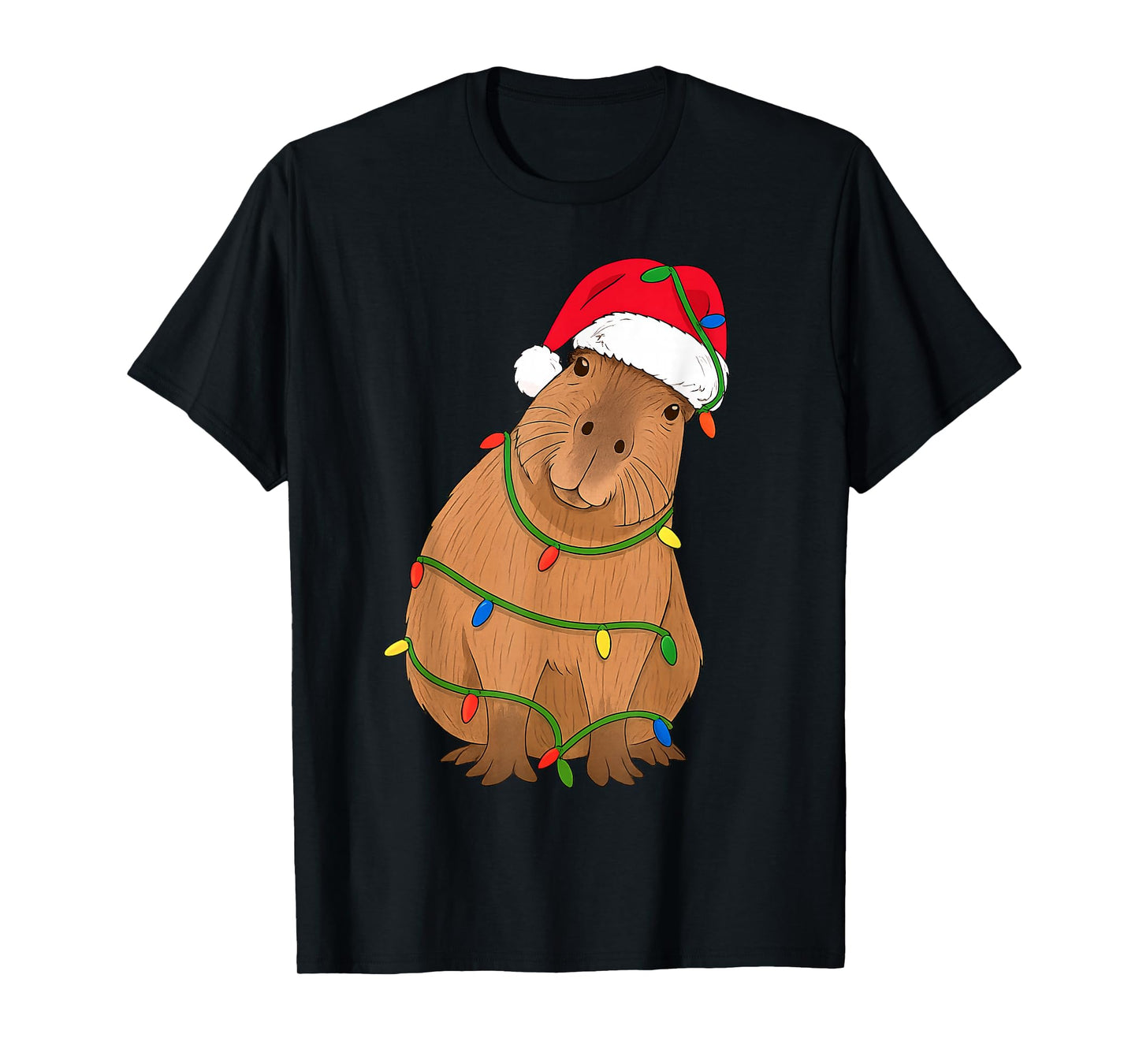 Capybara Christmas Tree Lights Holiday Animal Lover T-Shirt