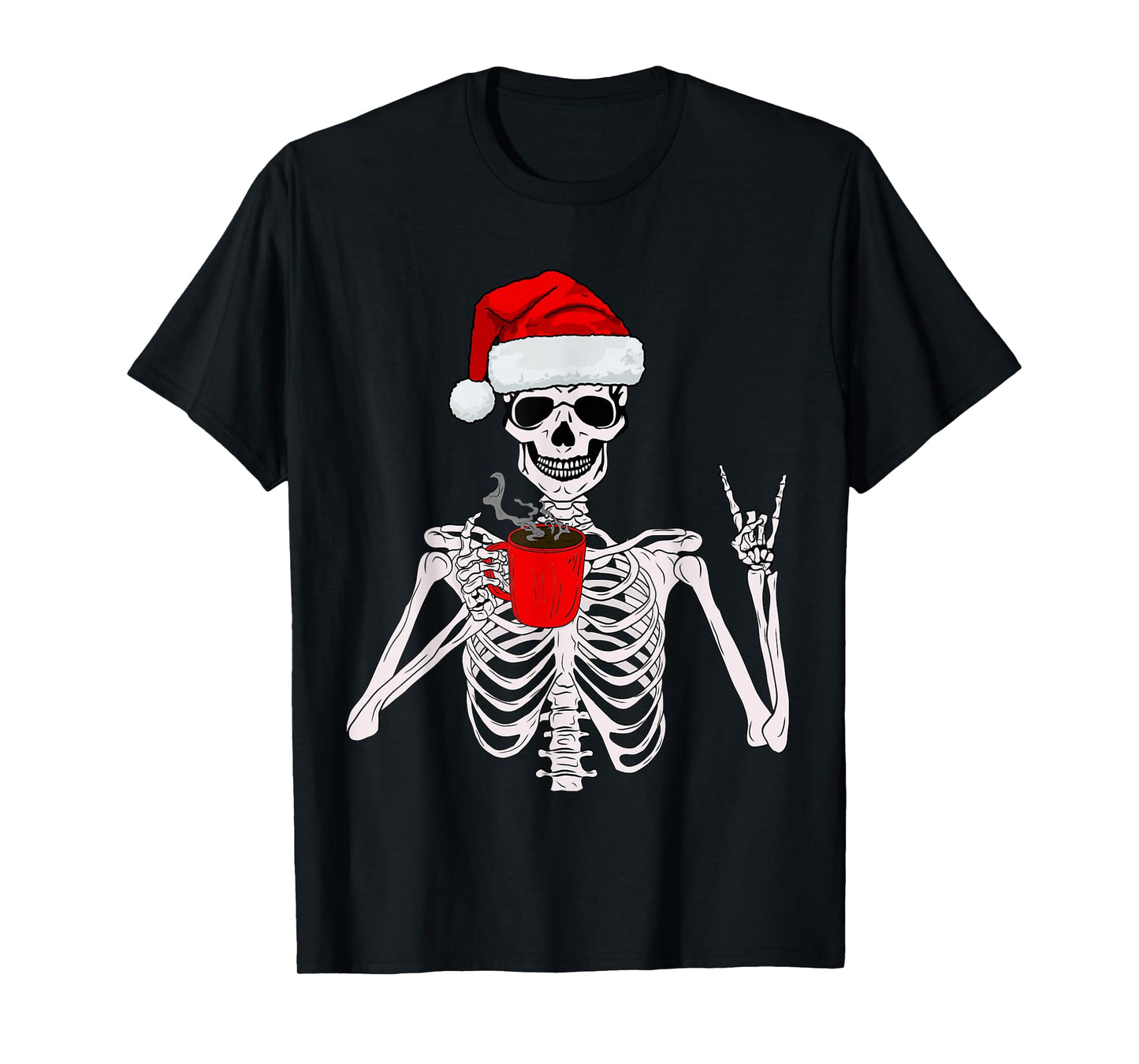Funny Skeleton Santa Coffee Lover Christmas for Men Women T-Shirt