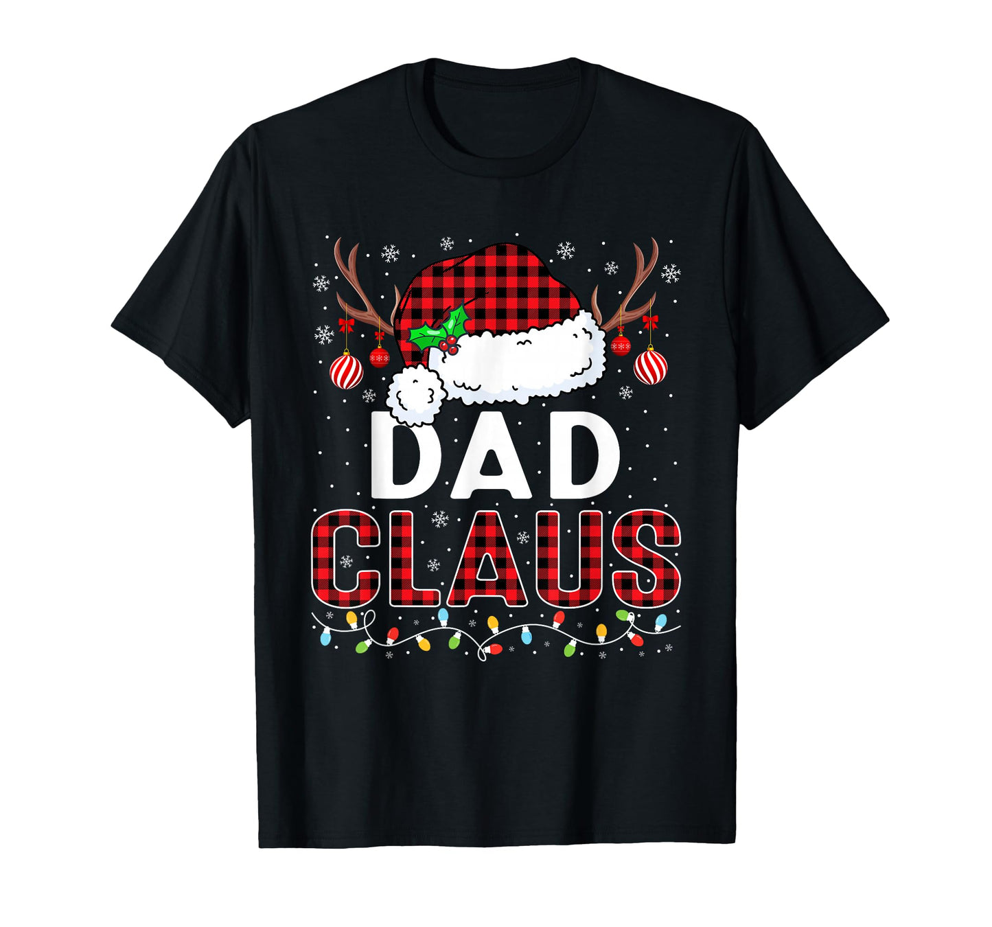 Christmas Lights Dad Claus Family Matching Xmas Pajama T-Shirt