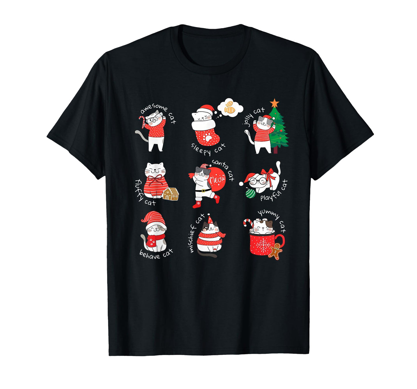 Funny Christmas Cats Dressed in Holidays for Everyone T-Shirt