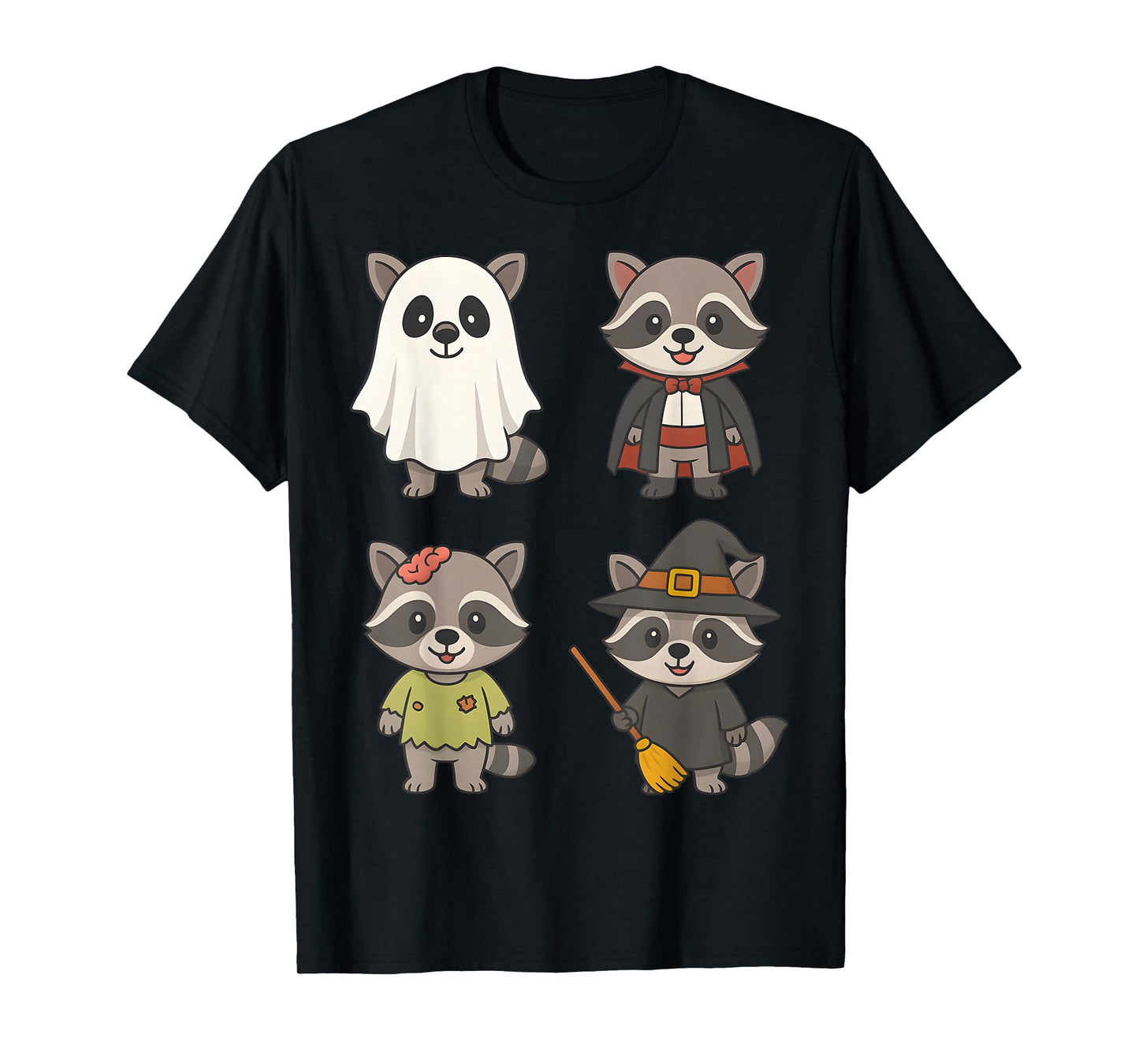 Raccoon Ghost Spooky Witch Boo Zombie Halloween Boys & Girls T-Shirt
