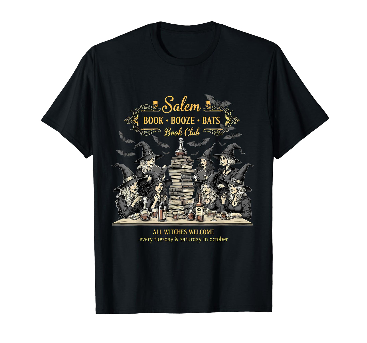 Vintage Salem Book Club Witchy Witch Spooky Season Halloween T-Shirt
