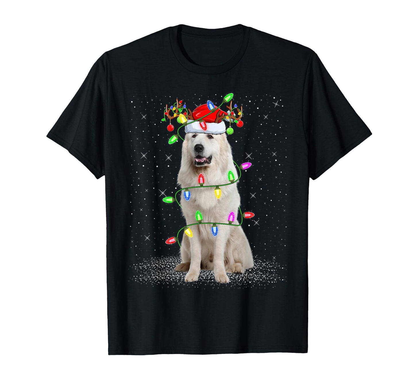 Great Pyrenees Dog Xmas Lights Santa Pet Dog Lover Christmas T-Shirt