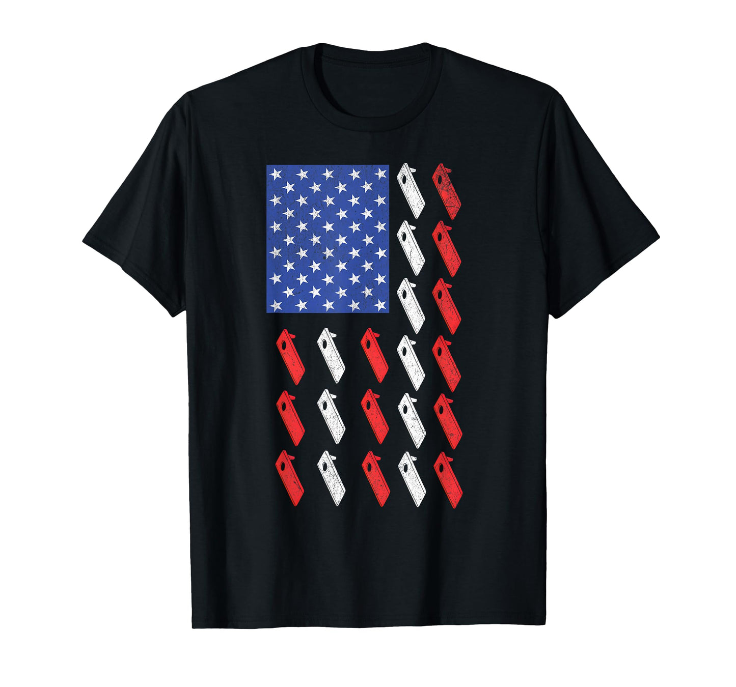 Cornhole Player Toss Bean Bag Game Men Women American Flag T-Shirt