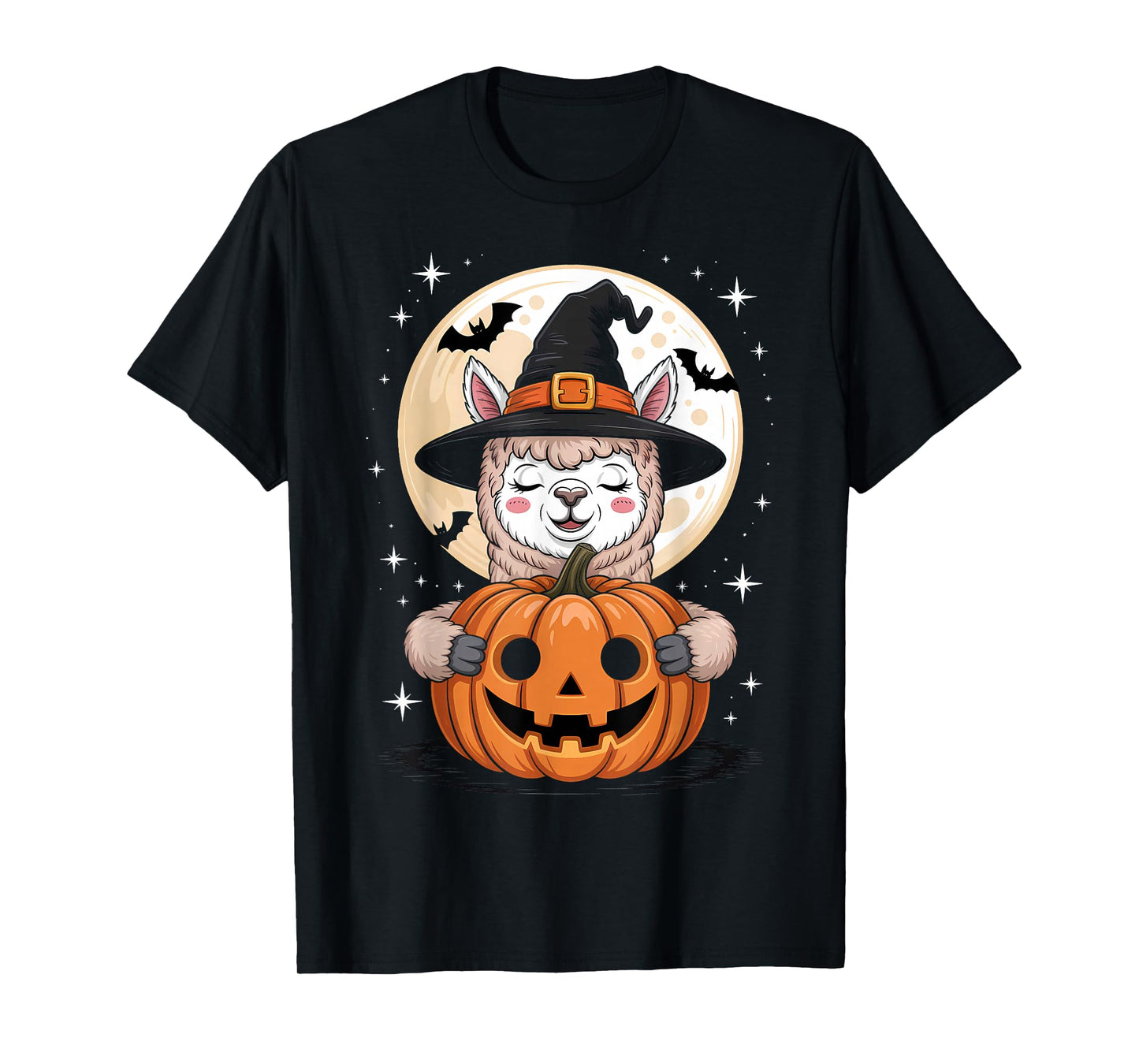 Halloween Alpaca Witch Hat Pumpkin Spooky T-Shirt