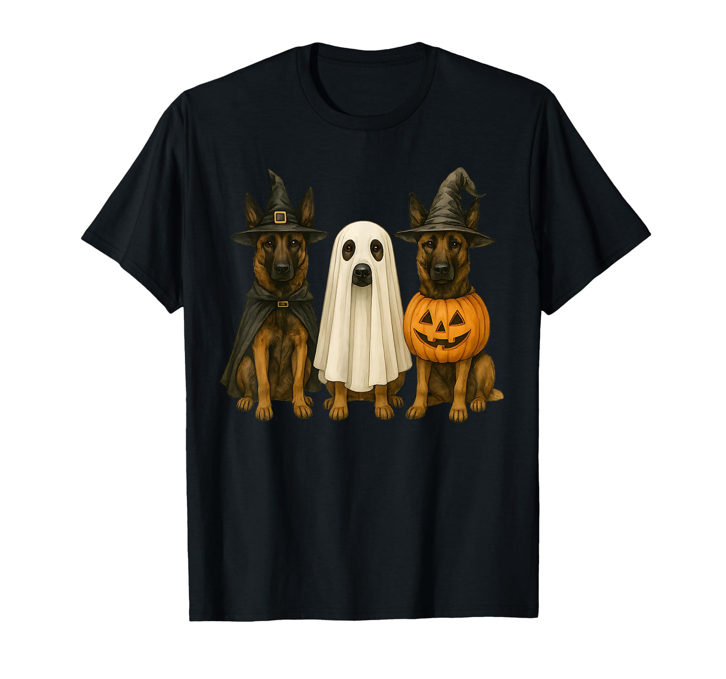 Belgian Malinois Halloween Dog Witch Ghost Pumpkin T-Shirt