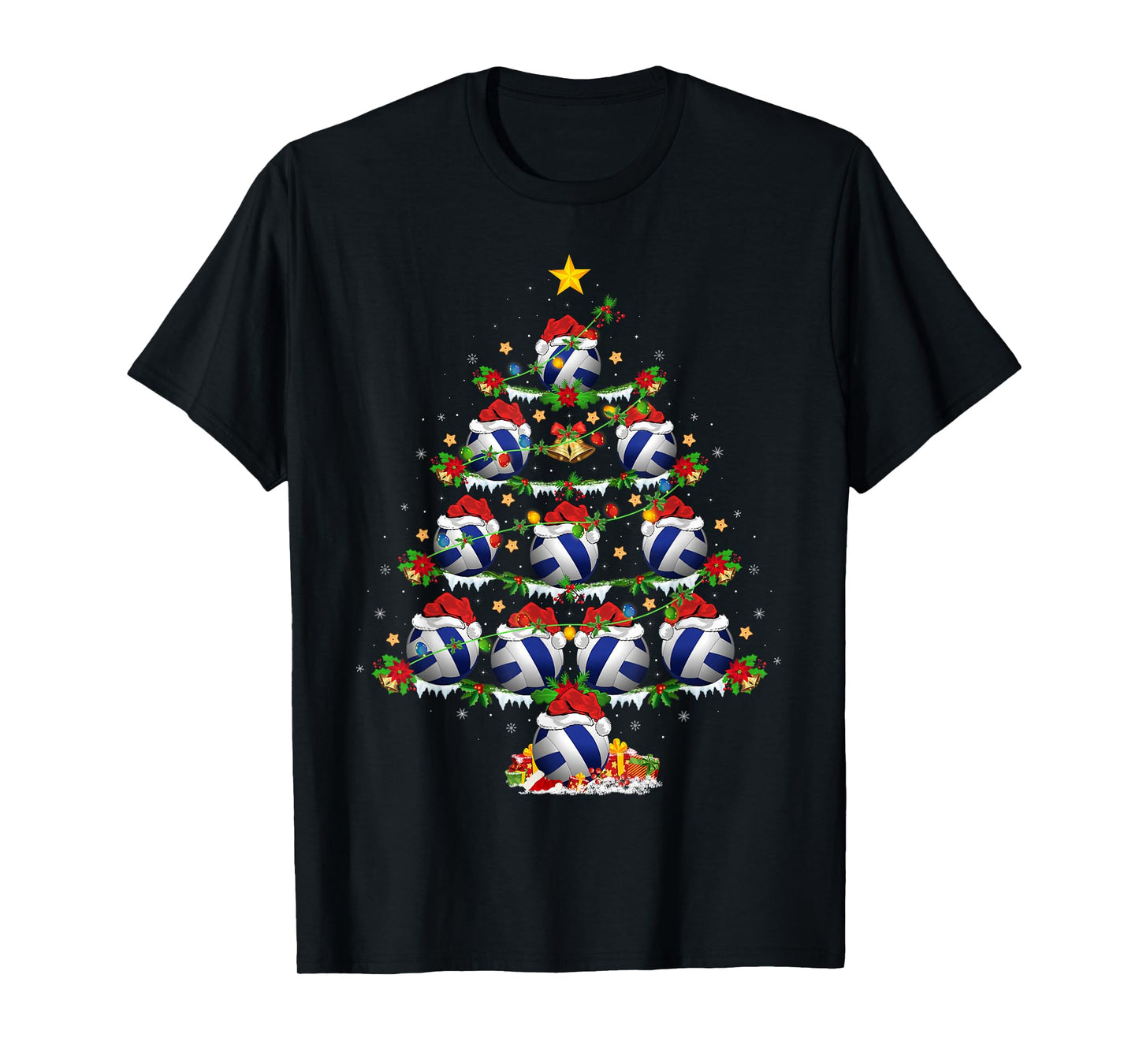 Volleyball Christmas Tree Lights Sports Player Xmas T-Shirt