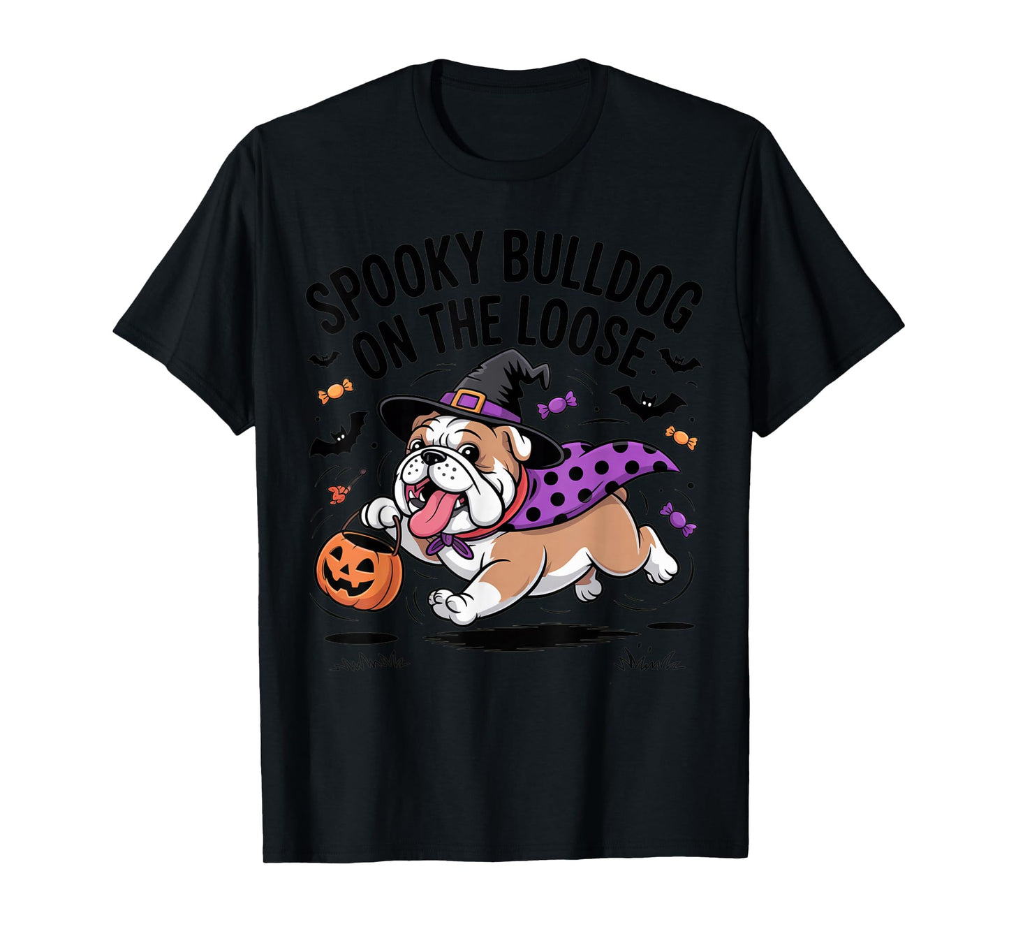 Spooky Bulldog On The Loose Funny Halloween Costume T-Shirt