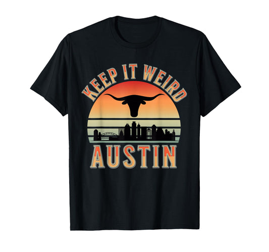 Stigmota Keep It Weird Austin Vintage Black Unisex Adult T-Shirt