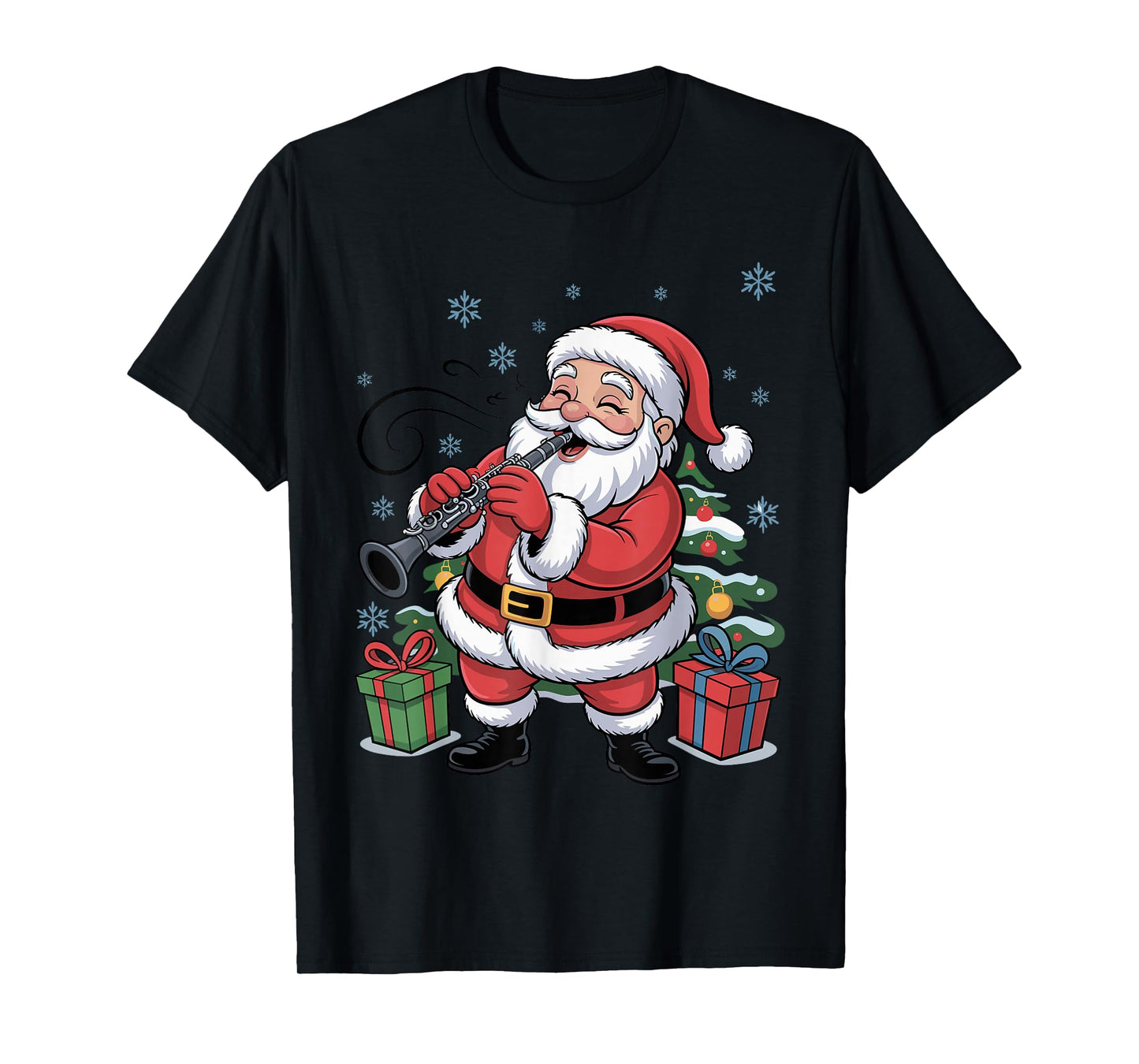 Funny Santa Playing Clarinet Holiday Chrismas Xmas Pajama T-Shirt