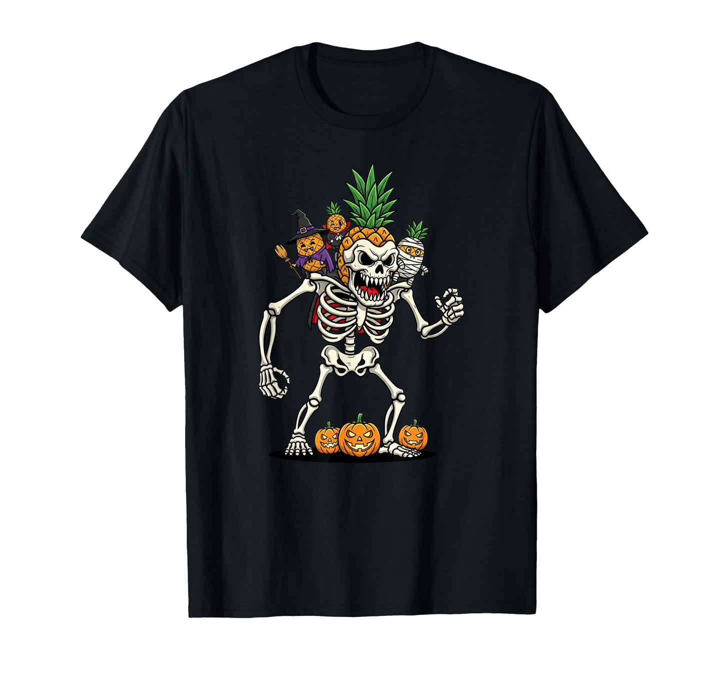 Pineapple Skeleton Mummy Witch Halloween Kids Mens Womens T-Shirt
