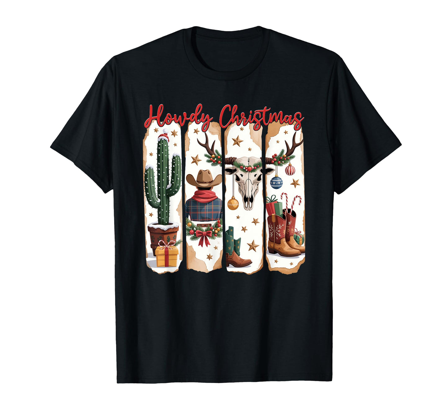 Howdy Christmas Western Coquette Bow Cowboy Cowgirl Santa T-Shirt