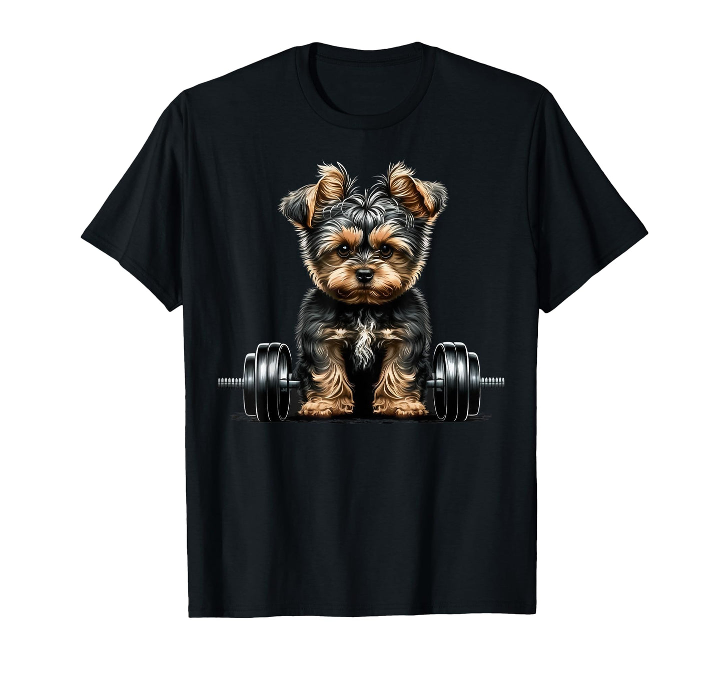 Yorkie Weightlifting Dog Funny Fitness Gym Yorkshire Terrier Men Women Kids T-Shirt