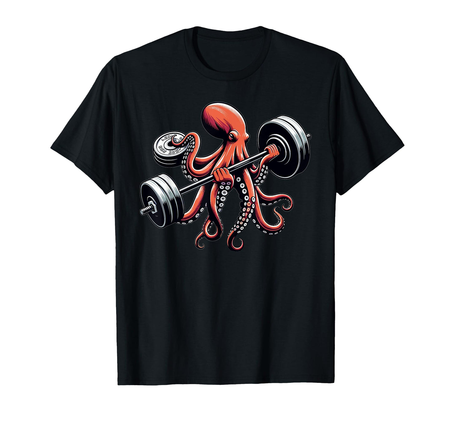 Octopus Weight Lifting Barbell Fitness Gym Workout T-Shirt