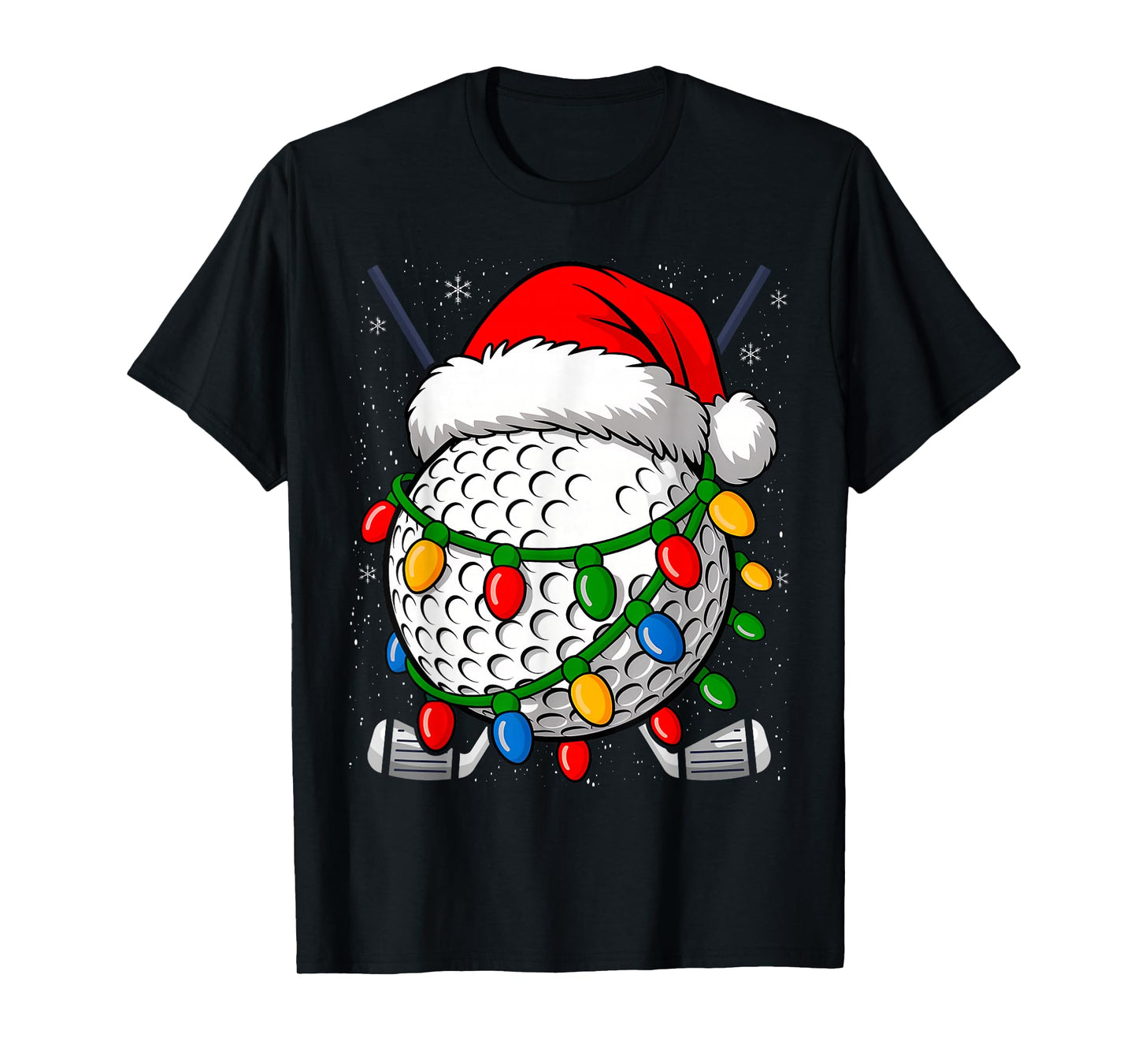 Golf Ball Christmas Santa Hat Funny Xmas Golfer Pajama T-Shirt
