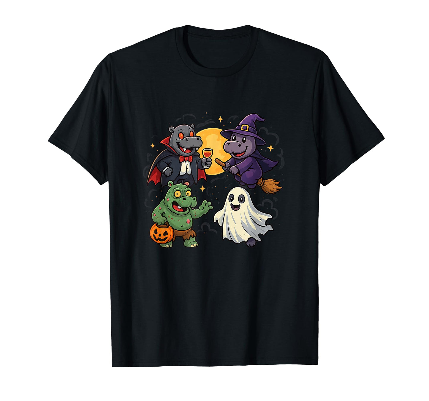Hippo Ghost Witch Zombie Halloween Costume Kids Boys Girls T-Shirt