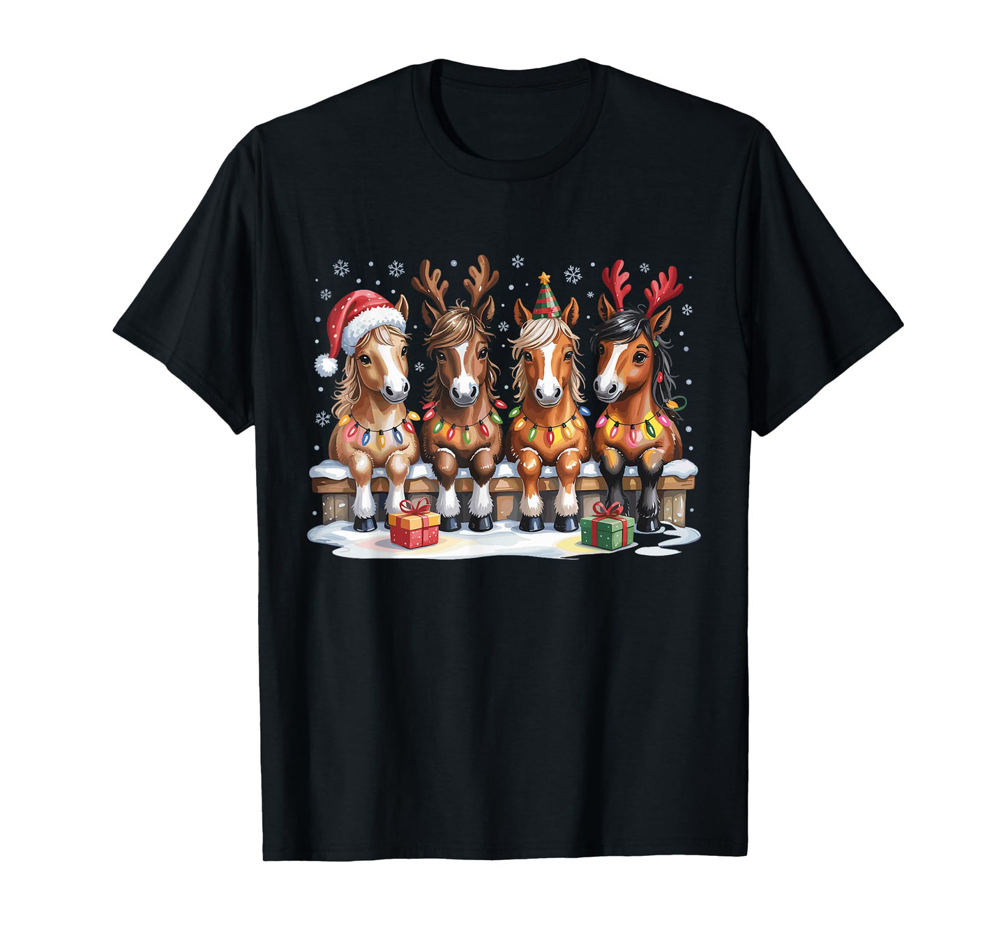 Cute Horse Christmas Farm Animal Funny Holiday Pajamas T-Shirt
