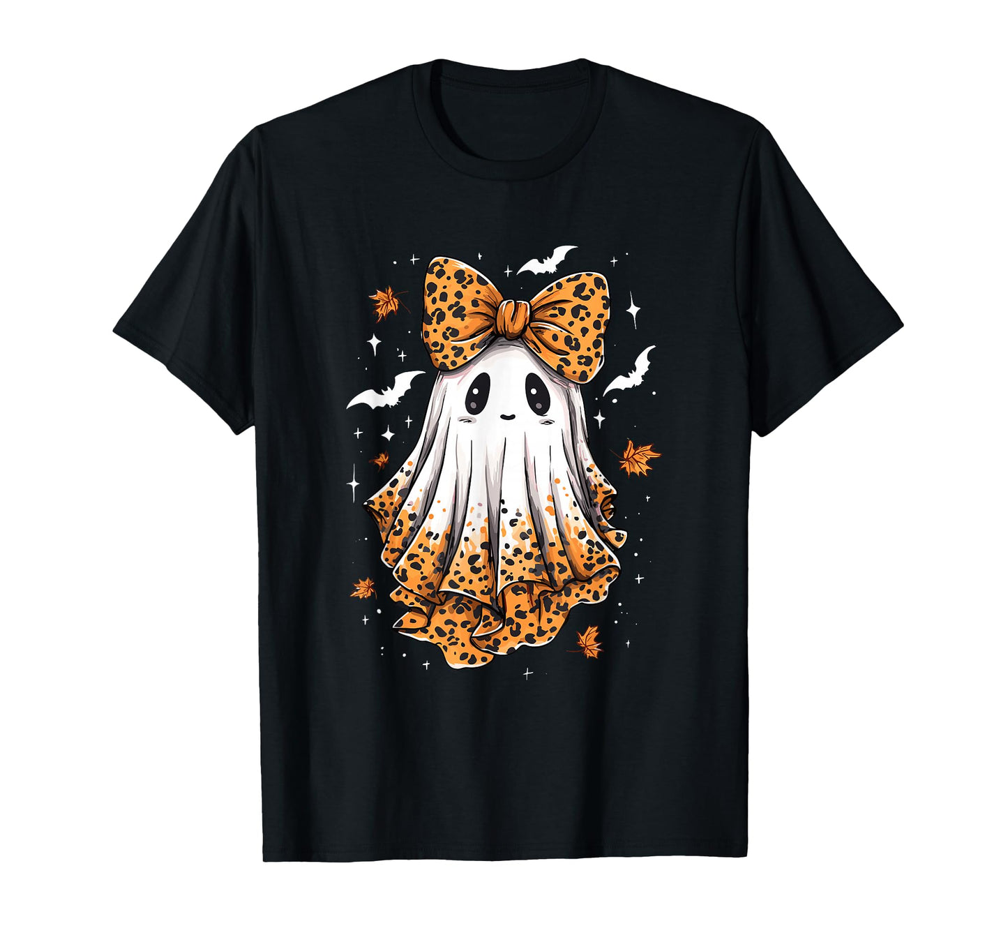 Coquette Leopard Ghost Halloween Boujee Ghost Autumn Fall T-Shirt