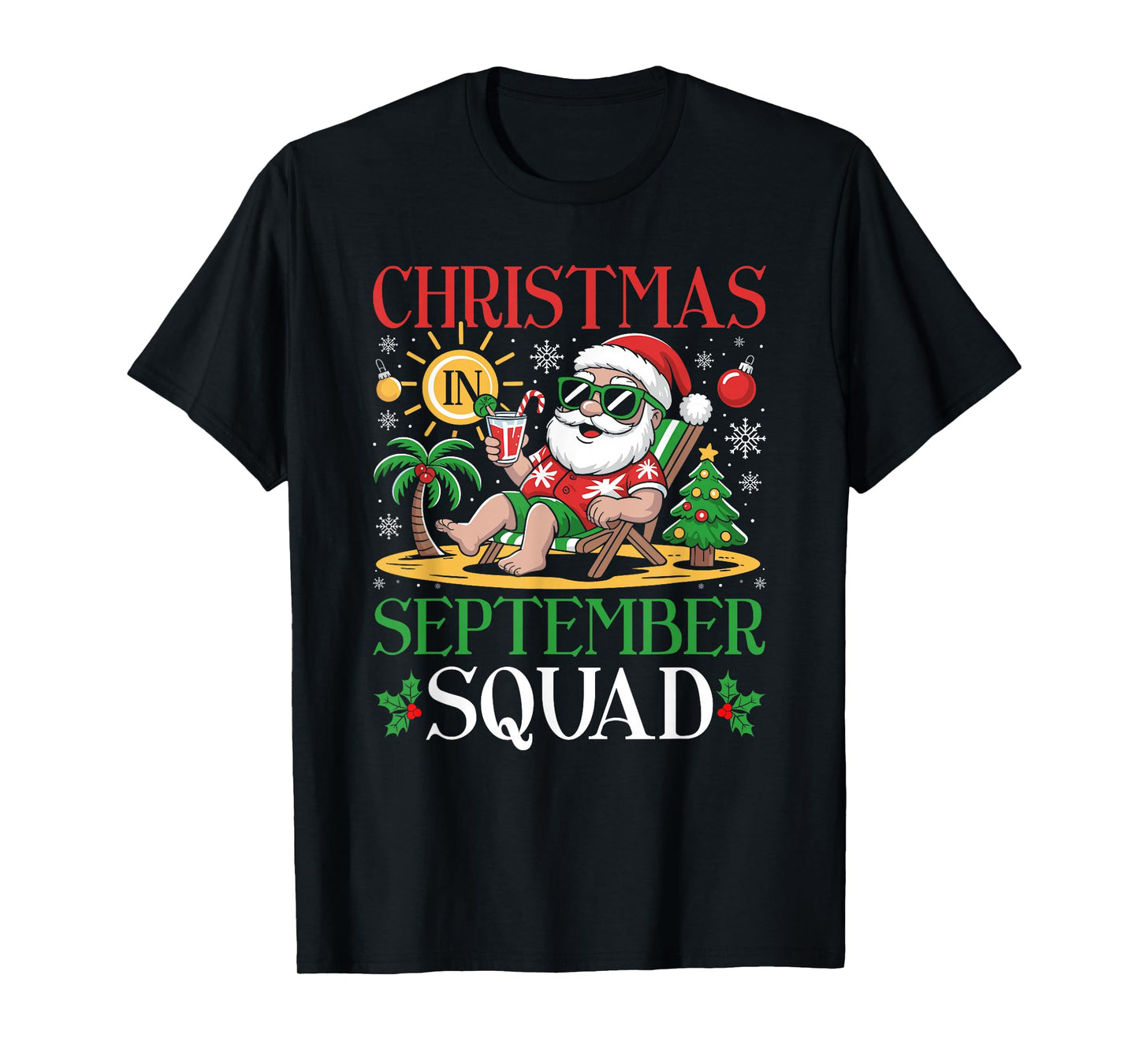 Christmas in September Squad Hawaiian Tropical Santa T-Shirt
