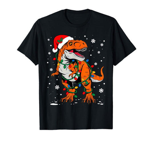Dinosaur T rex Tree Christmas Funny Xmas Dino Boys Kids T-Shirt