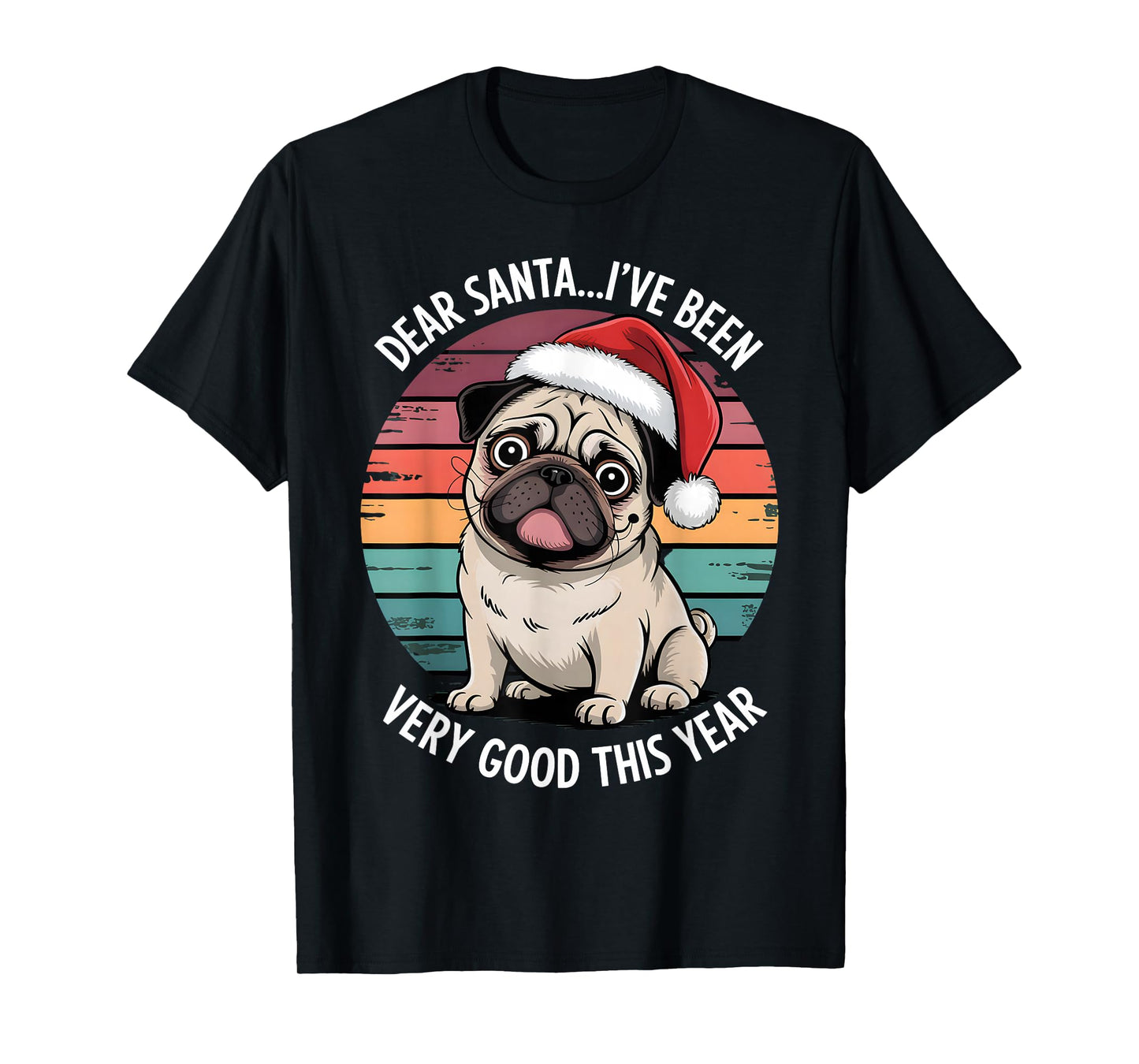 Funny Father Christmas Xmas Dog Pug Party Costume T-Shirt