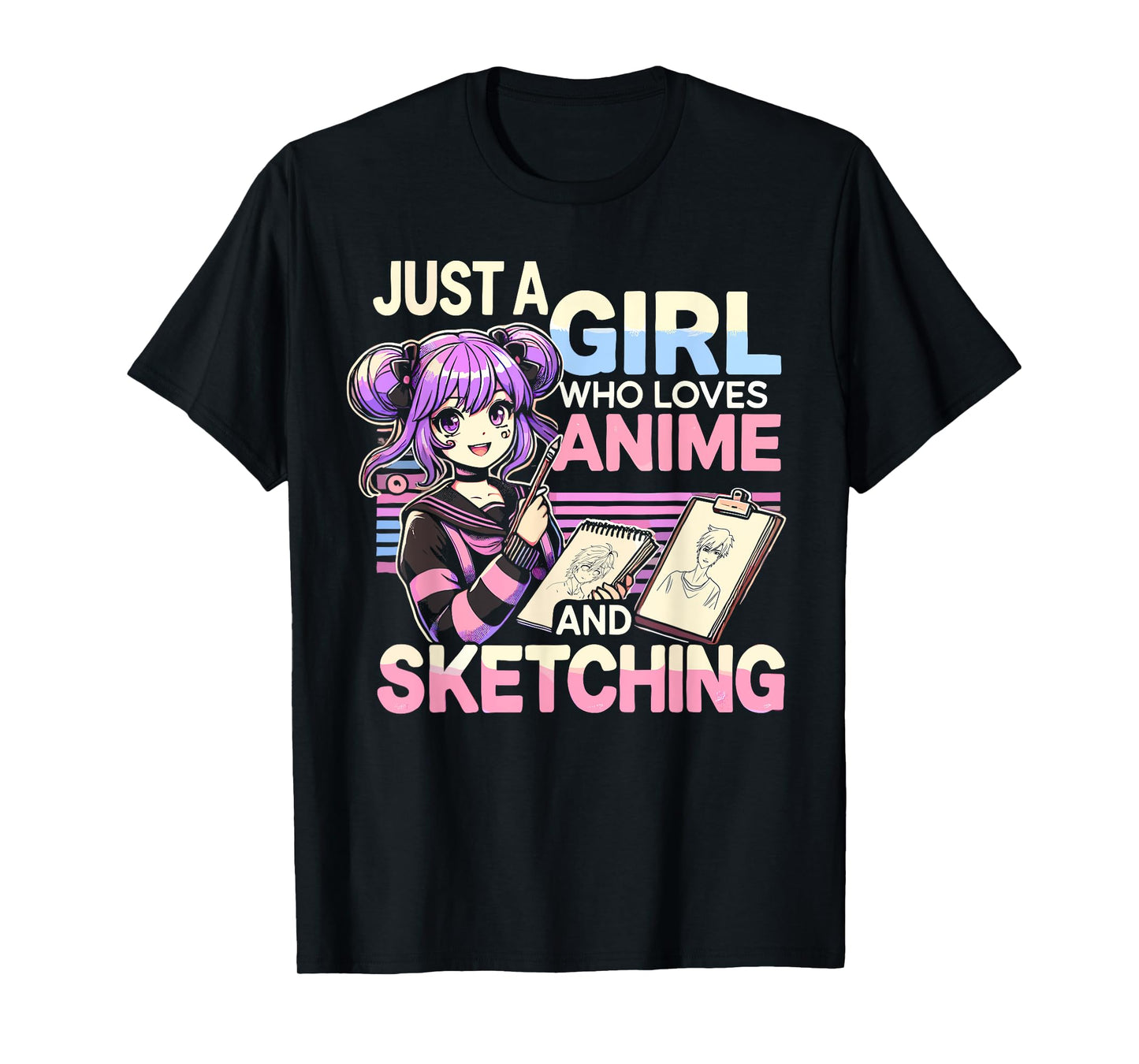 Just A Girl Who Loves Anime And Sketching, Otaku Anime T-Shirt