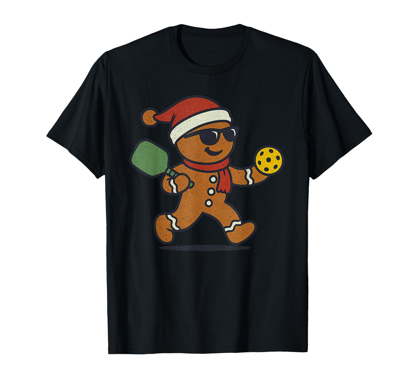 Gingerbread Playing Pickleball Christmas Vintage Funny Xmas T-Shirt