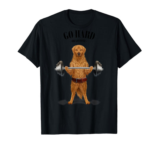 Golden Retriever Dog Weightlifting in Fitness Gym T-Shirt for Men Women Kids