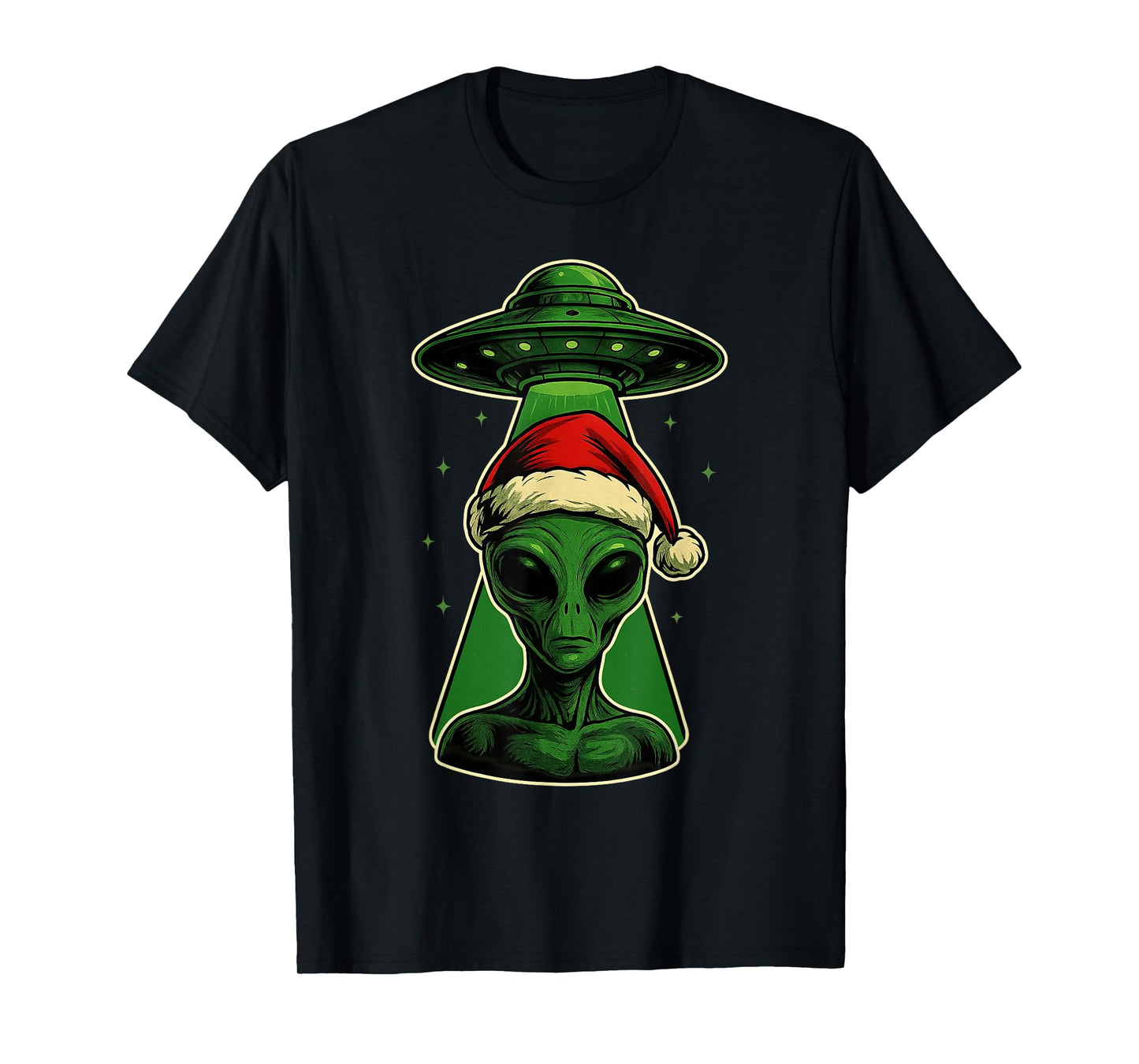 Alien Santa Retro UFO Christmas Sci-Fi Xmas T-Shirt