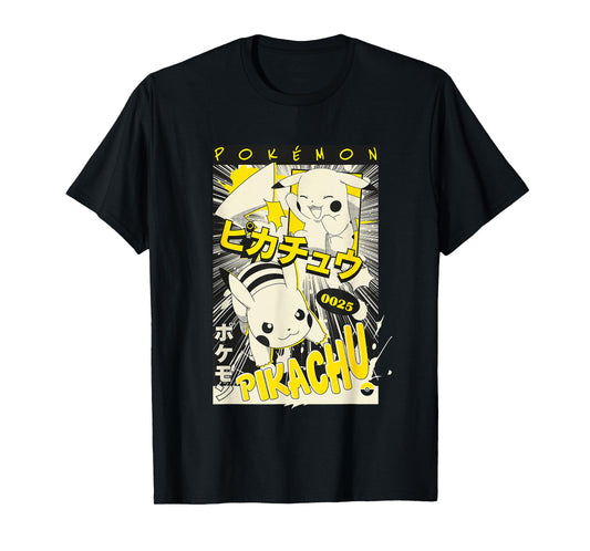 Pokémon Pikachu 0025 Kanji Vintage Manga Page Poster T-Shirt