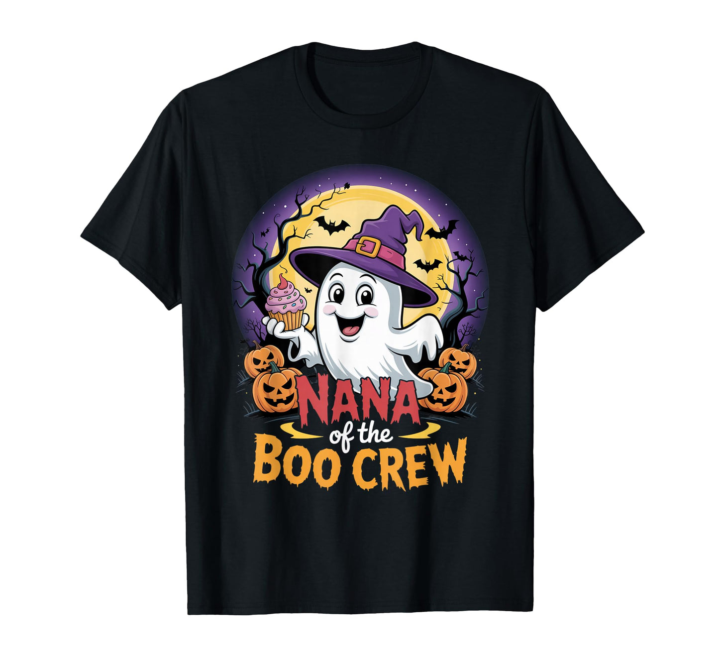 Nana of The Boo Crew Ghost Halloween Outfit Cupcake Pumpkin T-Shirt