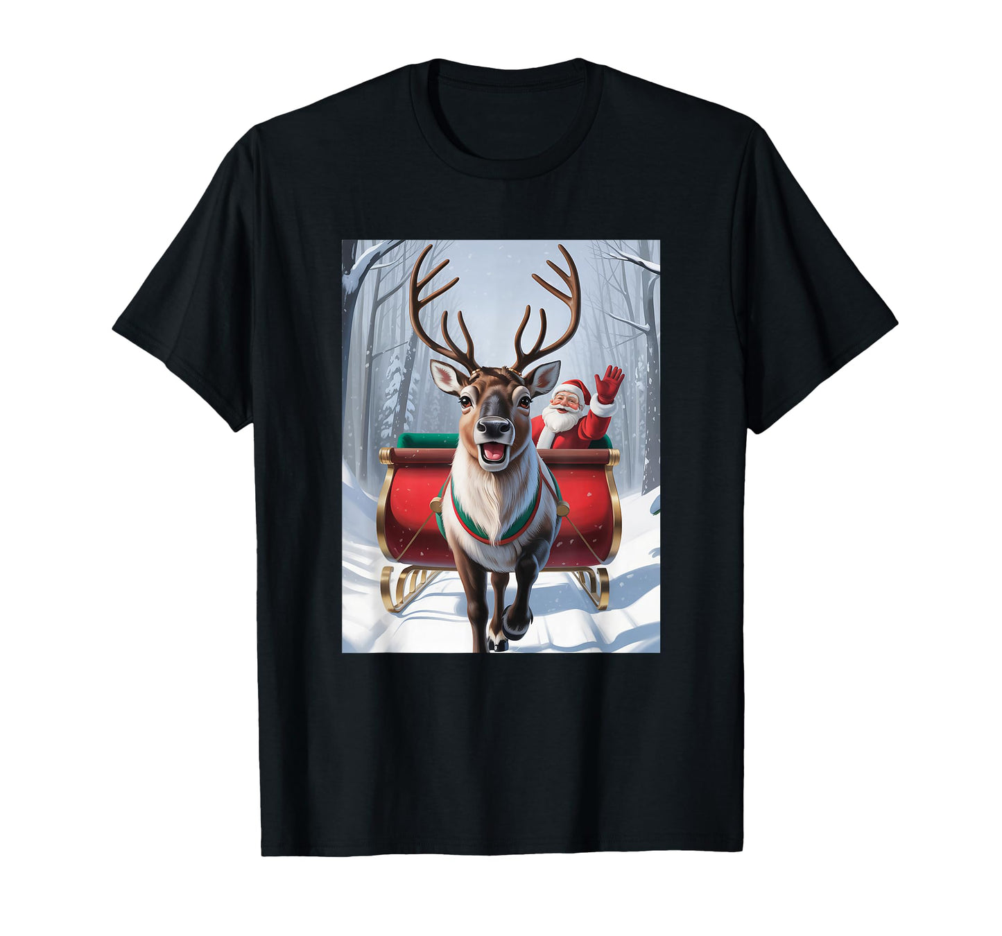 Funny Reindeer Selfie Santa Christmas for Men Women Kid T-Shirt