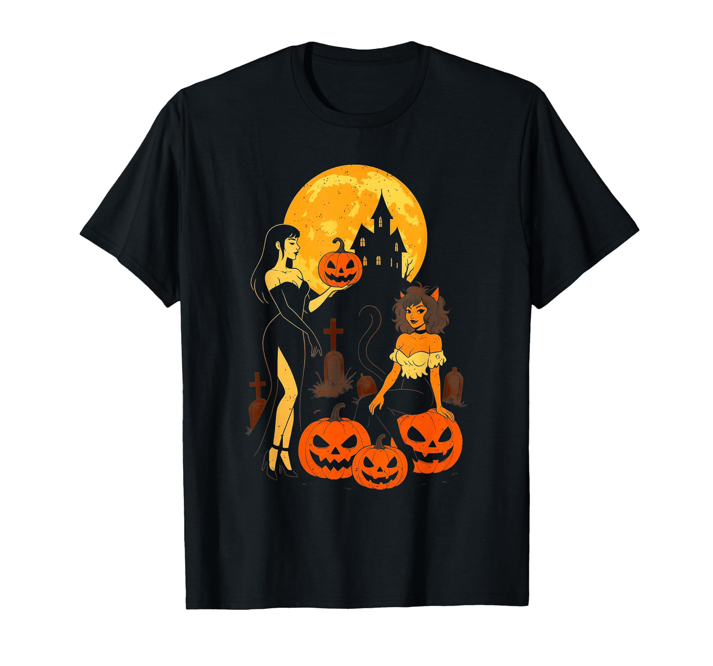 Pumpkin Girls Halloween Gothic Haunted House Spooky Season T-Shirt
