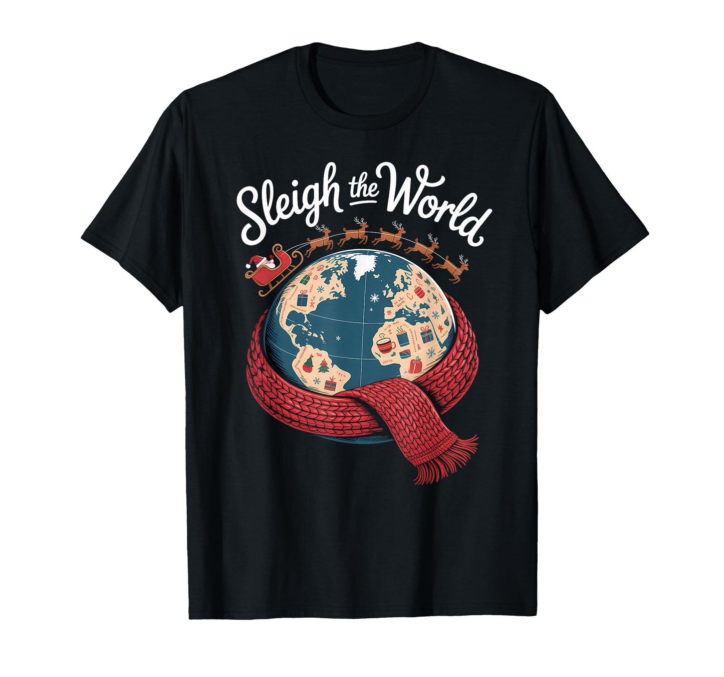 Sleigh The World Funny Christmas Snow Globe T-Shirt