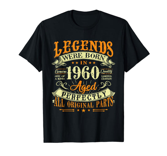 65th Birthday Vintage Legends Born In 1960 65 Years Old T-Shirt