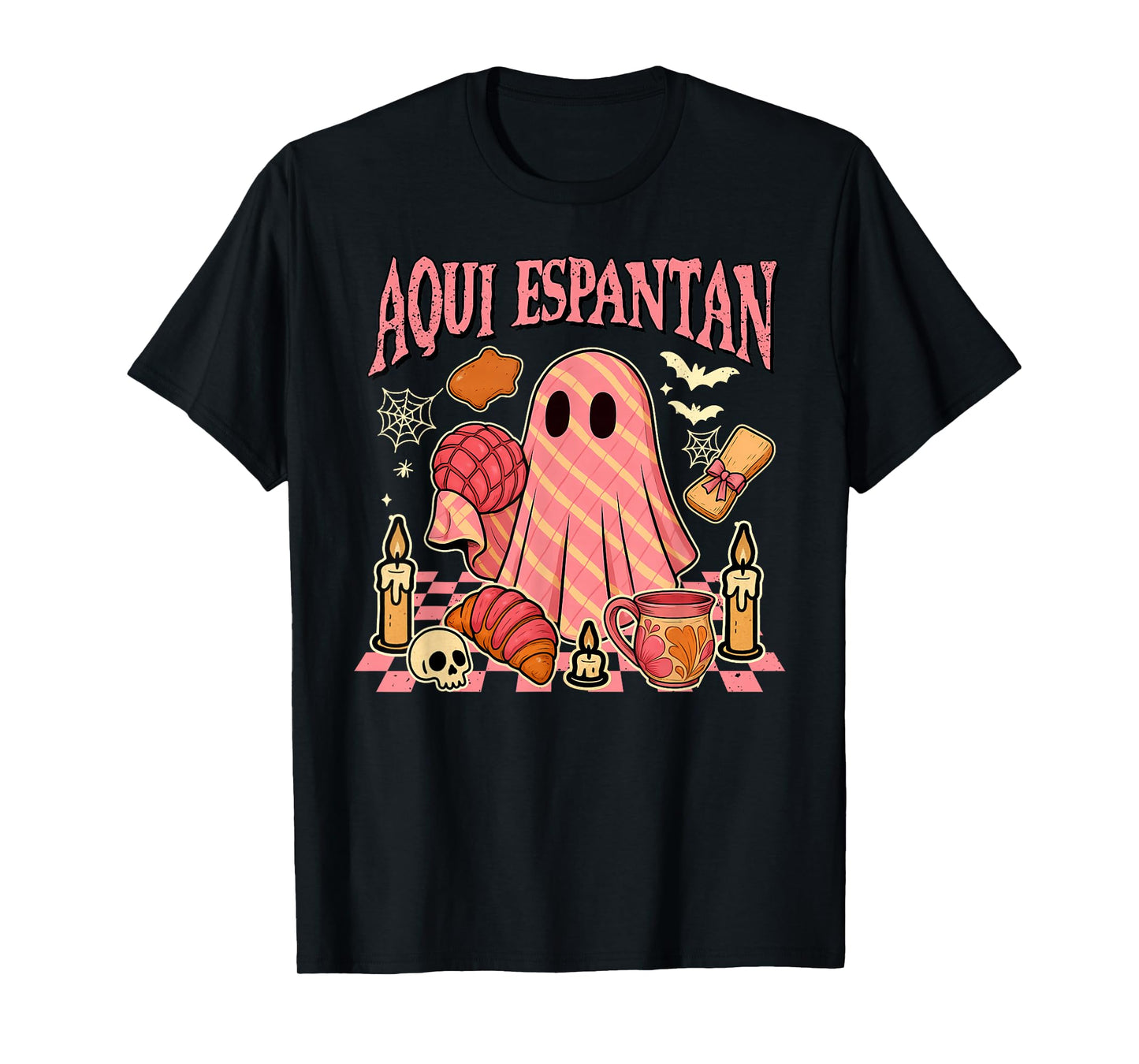 Mexican Spanish Boo Latina Halloween Spooky Aqui Espantan T-Shirt