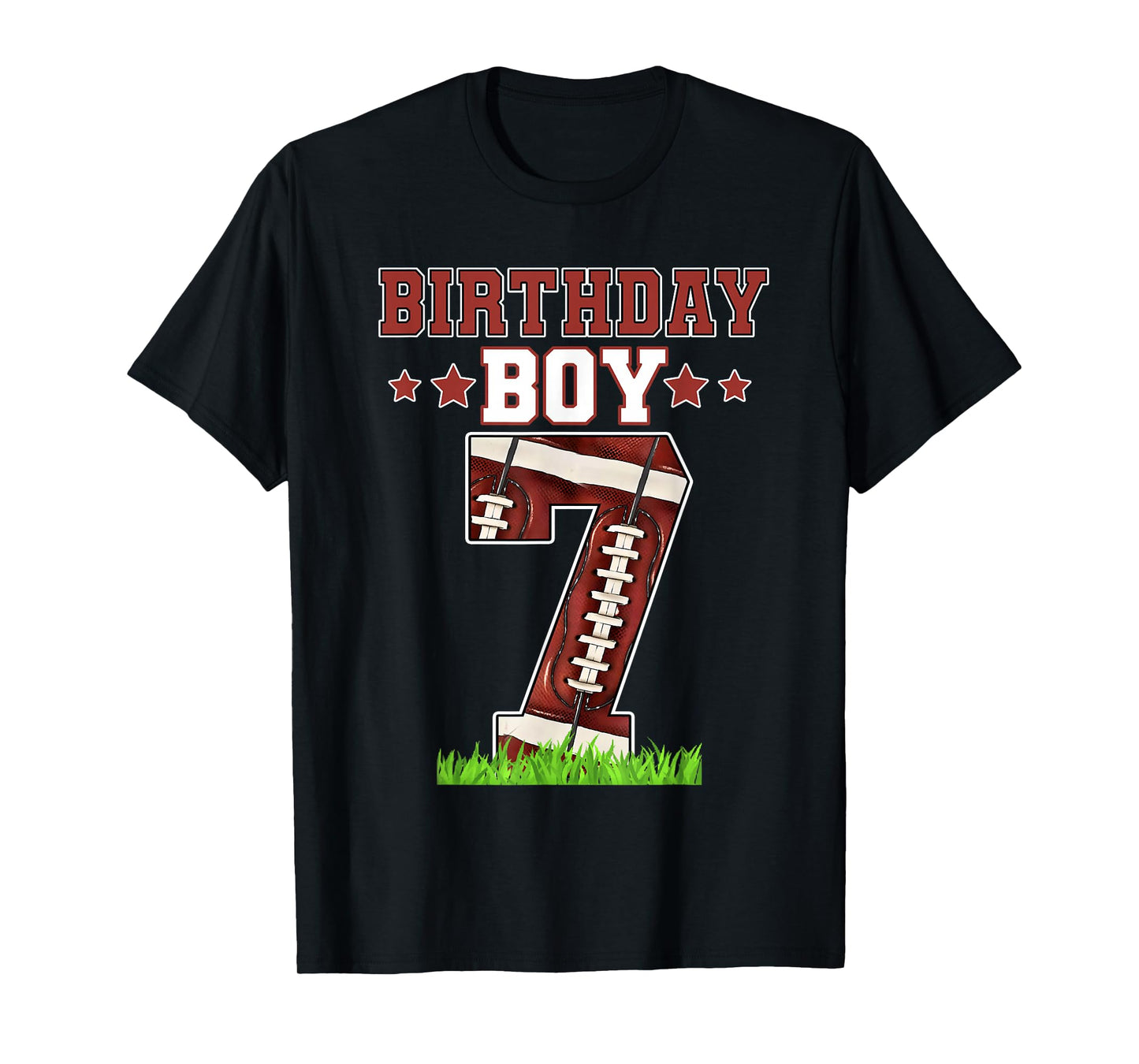 Birthday Boy 7 Football Lover Ball 7 Years Old Bday Party T-Shirt