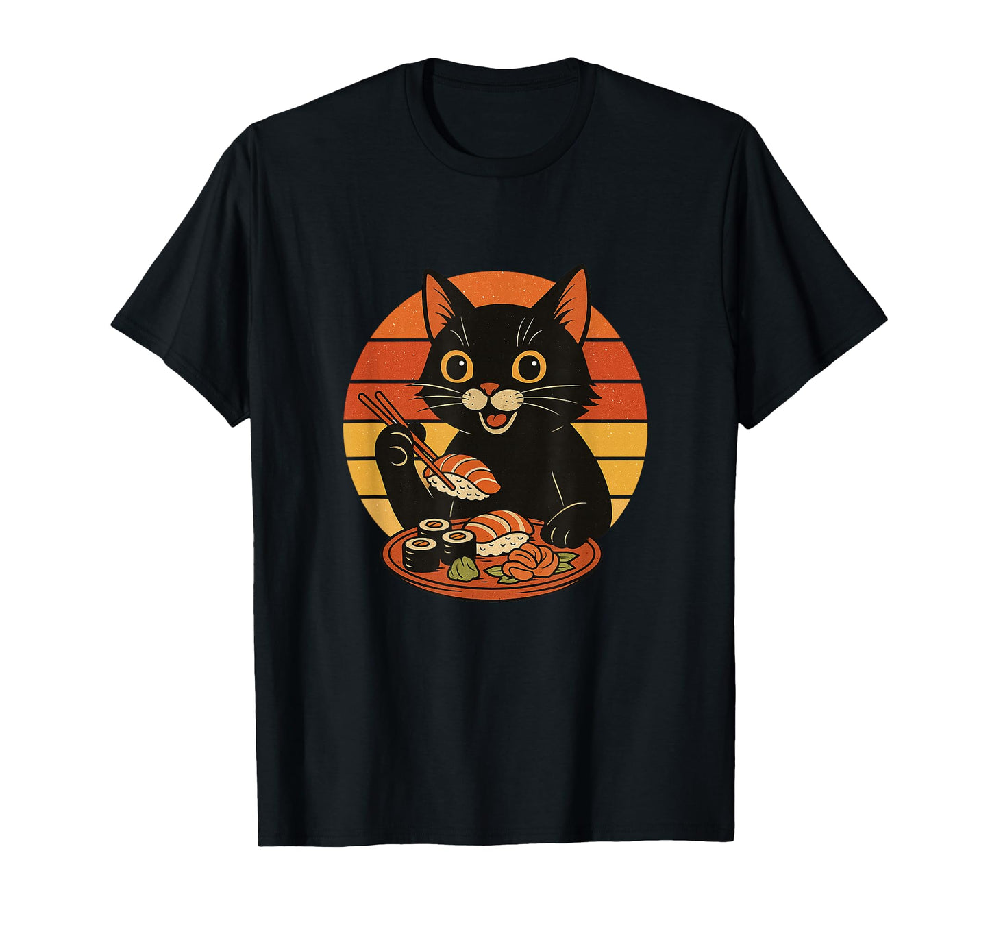 Retro Sushi Cat Japanese Food T-Shirt