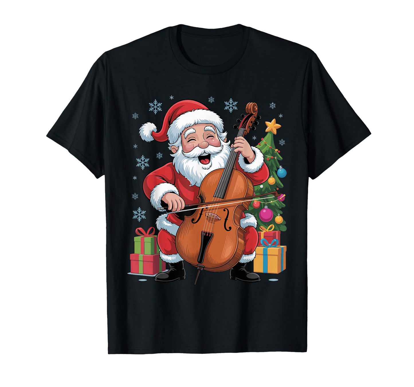 Funny Santa Playing Cello Holiday Chrismas Xmas Pajama T-Shirt