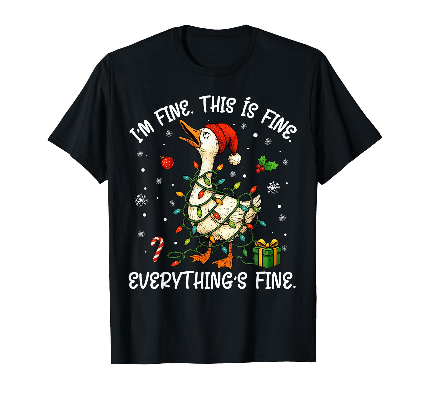I’m Fine Everything is Fine Goose Christmas Lights Women Kid T-Shirt