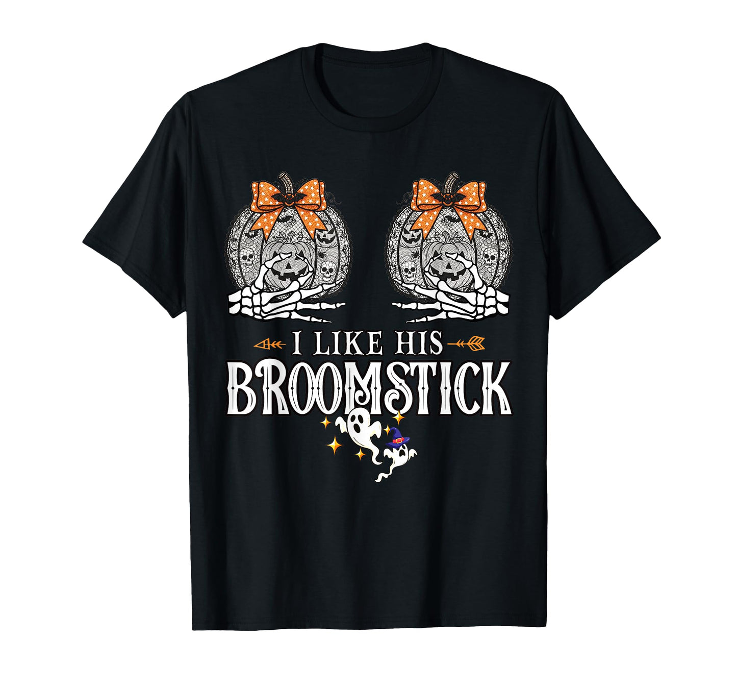 I Like His Broomstick He Likes My Pumpkins Couples Halloween T-Shirt