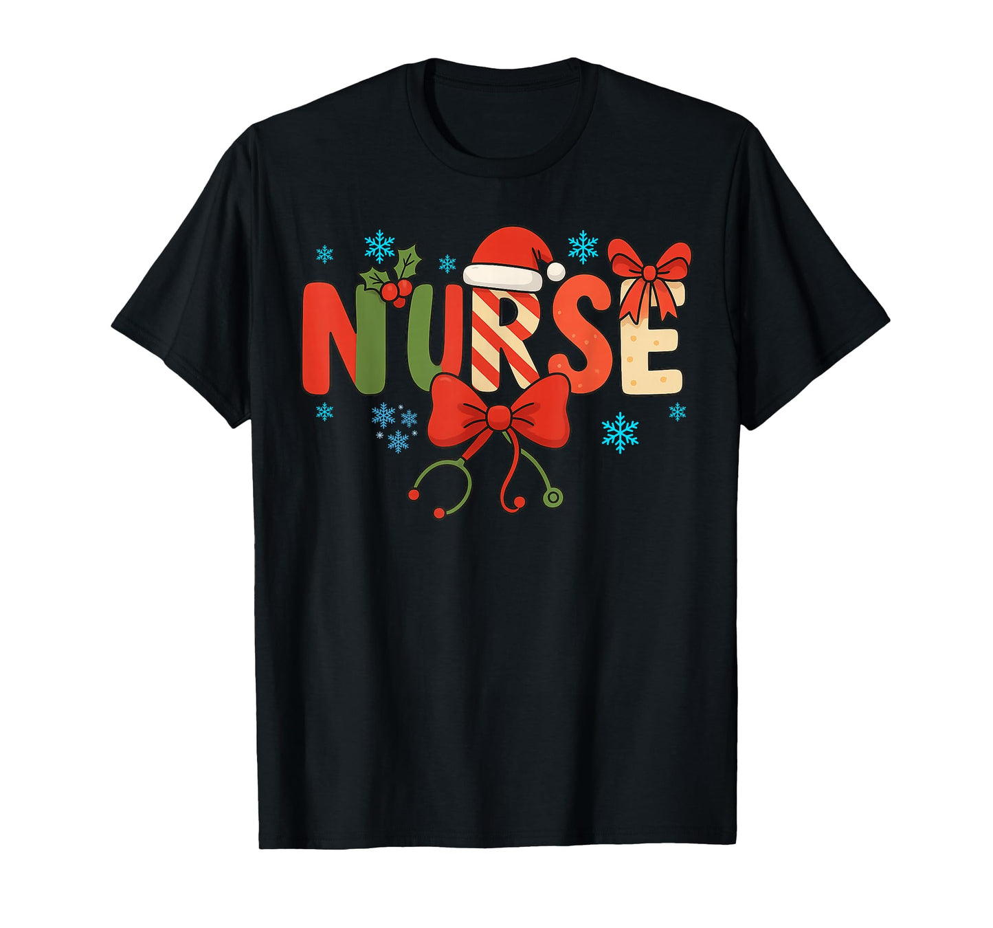 Retro Christmas Nurse Life Stethoscope 2025 Funny Nurse T-Shirt