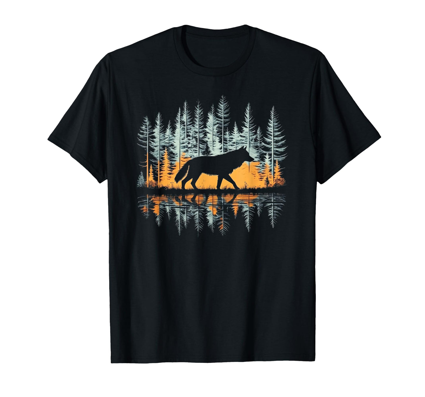 Cool Tees Graphic Wolf Nature T-Shirt - Unisex-Adults & Kids, Black, Small, Short Sleeve