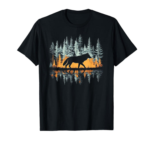 Cool Tees Graphic Wolf Nature T-Shirt - Unisex-Adults & Kids, Black, Small, Short Sleeve