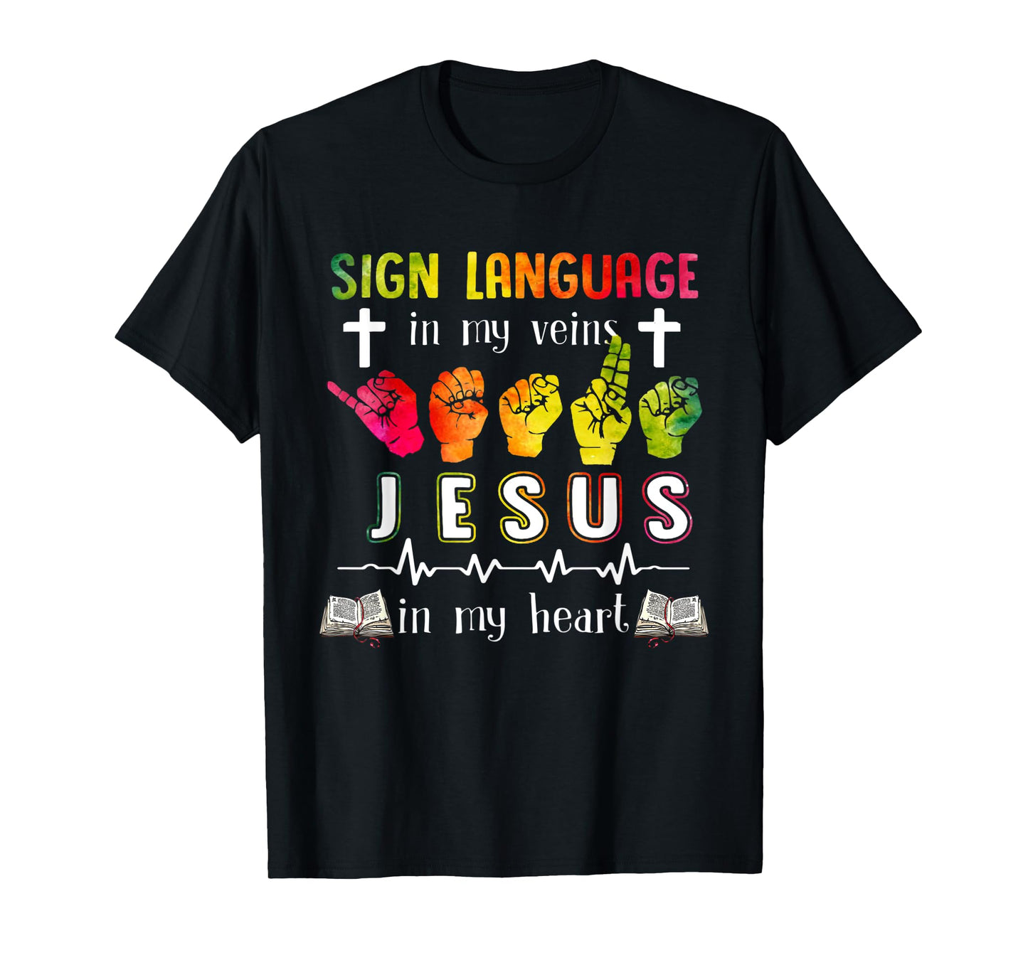 Sign Language ASL Jesus Heart Gift Apparel T-Shirt