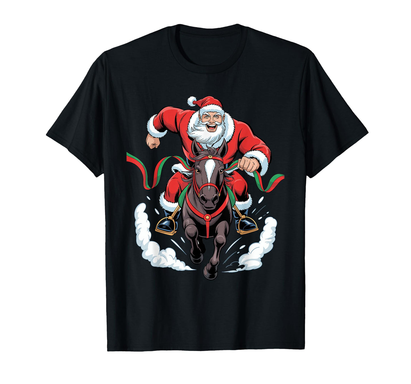 Santa Riding Horse Funny Equestrian Christmas Holiday T-Shirt