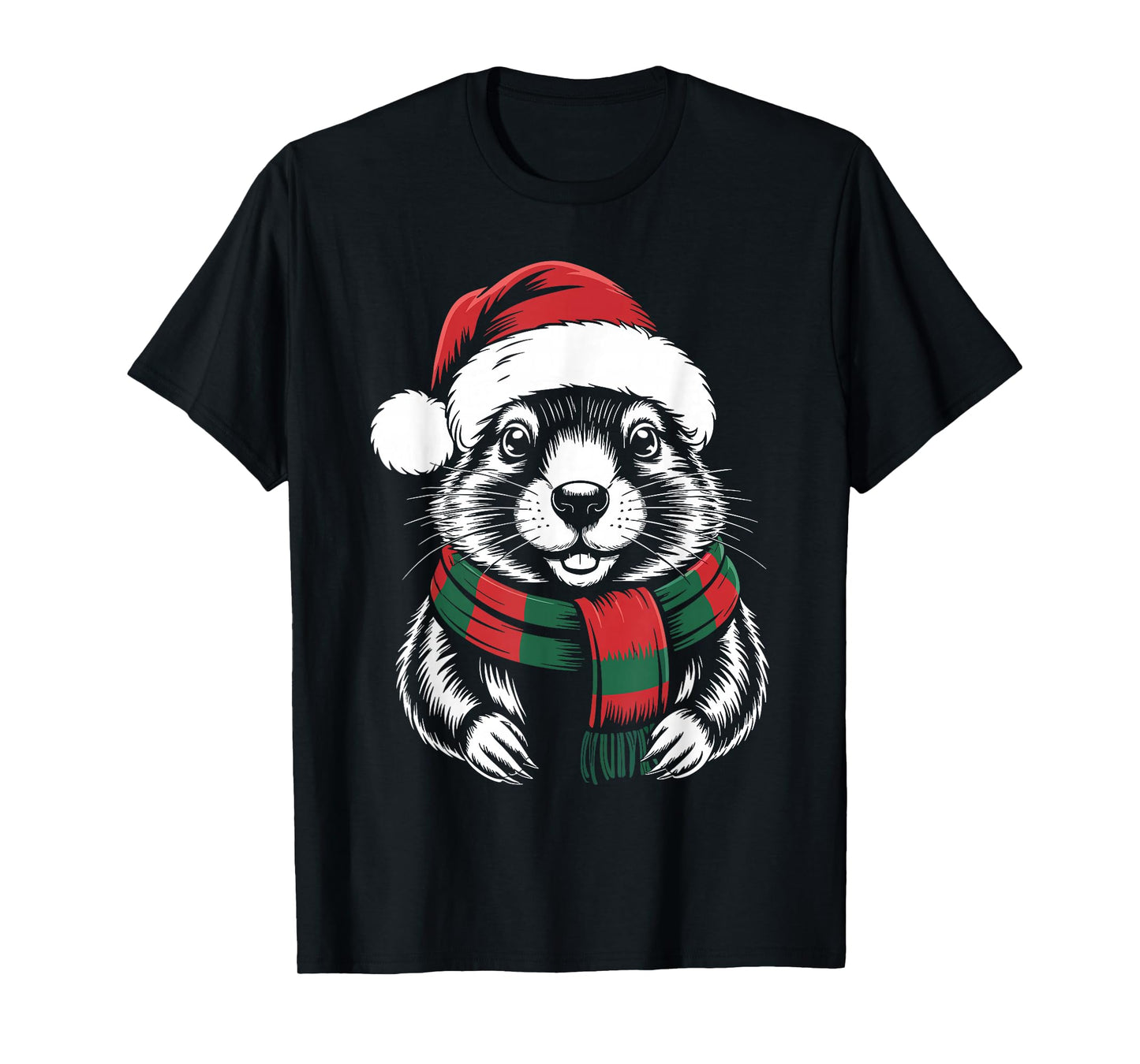 Gopher Xmas Santa Hat Scarf Christmas Costume T-Shirt