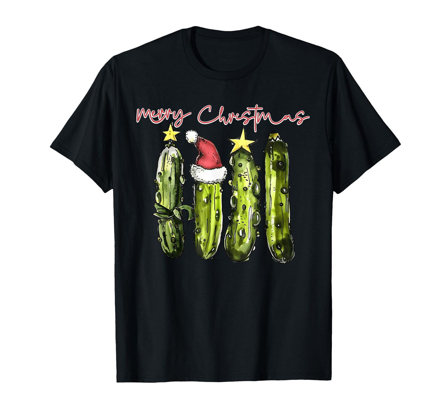 Santa Hat Pickle Christmas Pickle Lover Xmas Pajamas T-Shirt