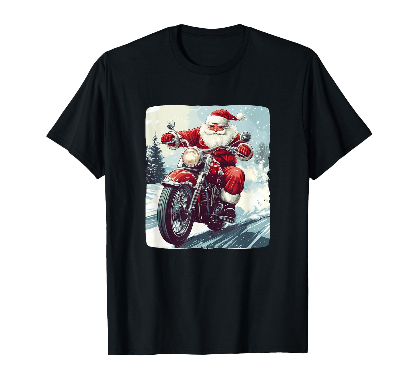 Cool Biker Santa with his Motorcycle Outfit T-Shirt